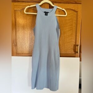 Pale Blue Sleeveless Ribbed Dress